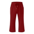 thumbnail image 3 of LLYWEY Toddler Leggings pour Filles, Collants Côtelés pour Bébé Fille, Pantalons pour Enfants Unis Extensibles à Taille Élastique à Enfiler Longueur Cheville Pantalons Rouges 5T, 3 of 5