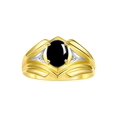 thumbnail image 1 of RYLOS Men's Rings Yellow Gold Plated Silver Rings Classic Designer Style 9X7MM Gemstone & Diamond Ring Cabochon Onyx October Birthstone Rings For Men Size 8, 1 of 7