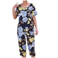 thumbnail image 1 of Pisexur Ensembles de Pyjama pour Femmes 2 Pcs Boho à Imprimé Floral Chemises de Nuit en Coton pour Femmes Décontractées Col Rond T-Shirts à Manches Courtes Hauts et Pantalons de Détente Longueur Genou Pyjamas Grande Taille pour Femmes Ensemble TG-4TG, 1 of 3