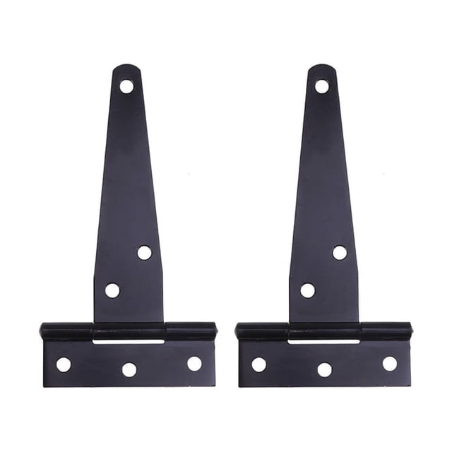 MasteelfCA 2PCS 5 Inches T Shape Rustproof Iron Light Duty Shed Hinge Gate Strap Hinge Door Gates Hinges (Black)