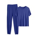 thumbnail image 1 of AherBiu Pyjamas Grande Taille pour Femmes Ensembles 2 Pcs Hauts à Col Ras du Cou Tenues d'Intérieur Ensembles Assortis Pantalons de Pyjama Longs Ensembles de Nuit, 1 of 6