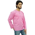 thumbnail image 4 of Atasi Kurta pour Homme à Col Rond en Coton, Manches Retroussables, Chemise Rose Bébé - X-Grand, 4 of 7