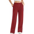 thumbnail image 1 of Womens Sweat Pants, Fashion Casual Solid Color Waist Sweatpants with Side Pockets, 1 of 5