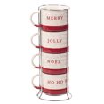 thumbnail image 1 of Holiday Time White/Red Saying Ceramic Stacking Mug Set, 9.5 oz, 4 piece, 1 of 6