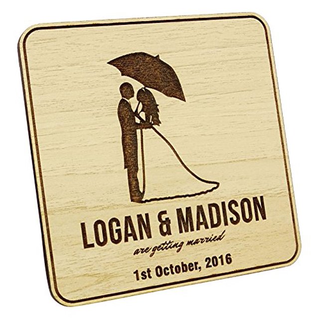 Rustic Wedding Save The Date Wooden Magnet 50 Custom Engraved Wooden Magnet Personalized Gift