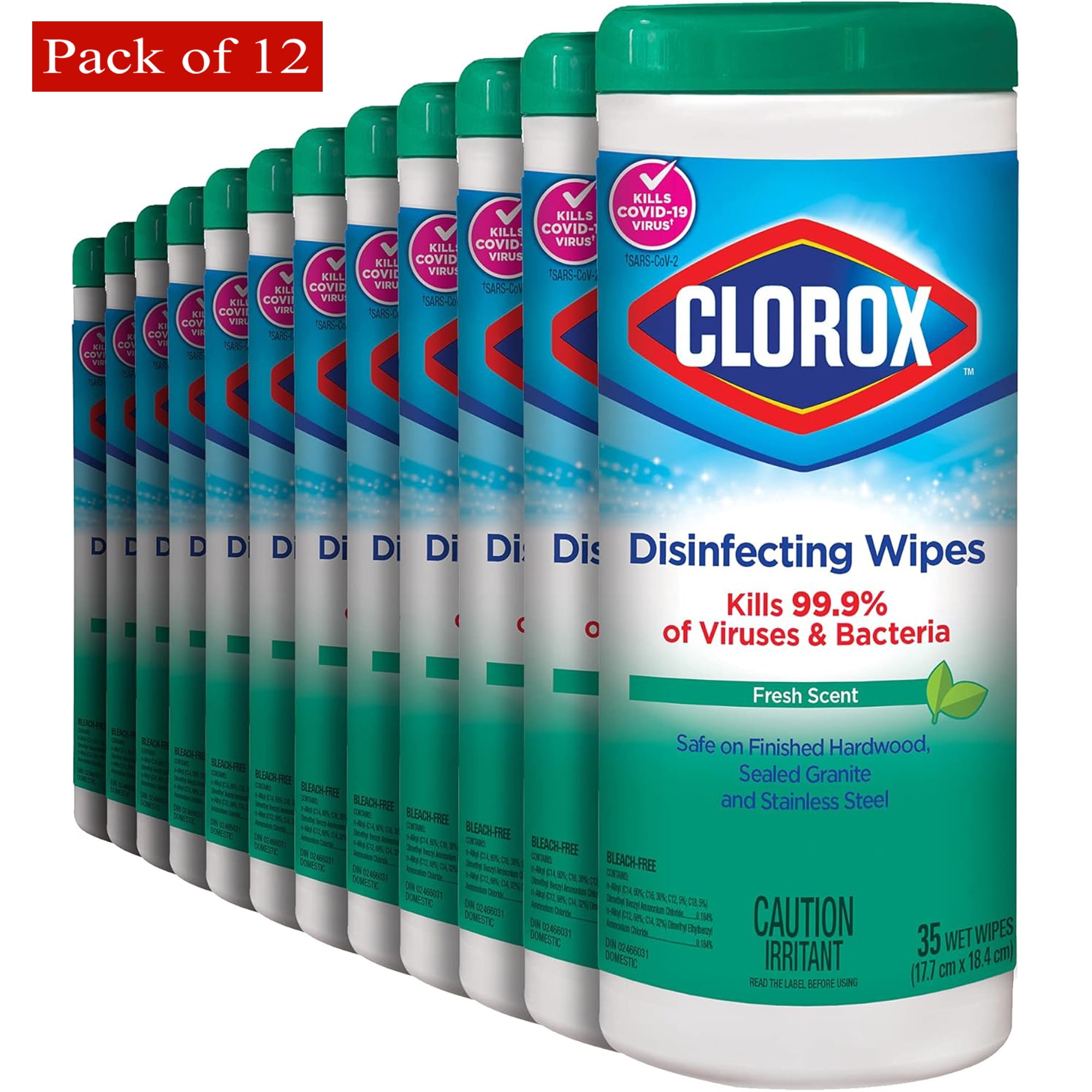 Clorox Wipes Disinfecting, Fresh Scent, 35 Wipes per Box (Pack of 12)