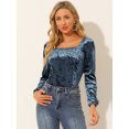 thumbnail image 2 of INSPIRE CHIC Blouse Haut à Encolure Carrée en Velours à Manches Longues pour Femme, 2 of 6