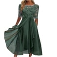 thumbnail image 1 of WTXUE Robe Grande Taille, Robe Mi-Longue pour Femme en Broderie Dentelle Chiffon, Robe Simulée, Robe Verte, 1# Vert 3TG, 1 of 5