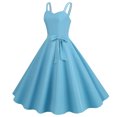 thumbnail image 2 of Robes d'Été pour Femmes Décontractées Sans Manches Femme au Foyer Soirée Bal Robe d'Été Mode Unie Bleu Ciel G, 2 of 5