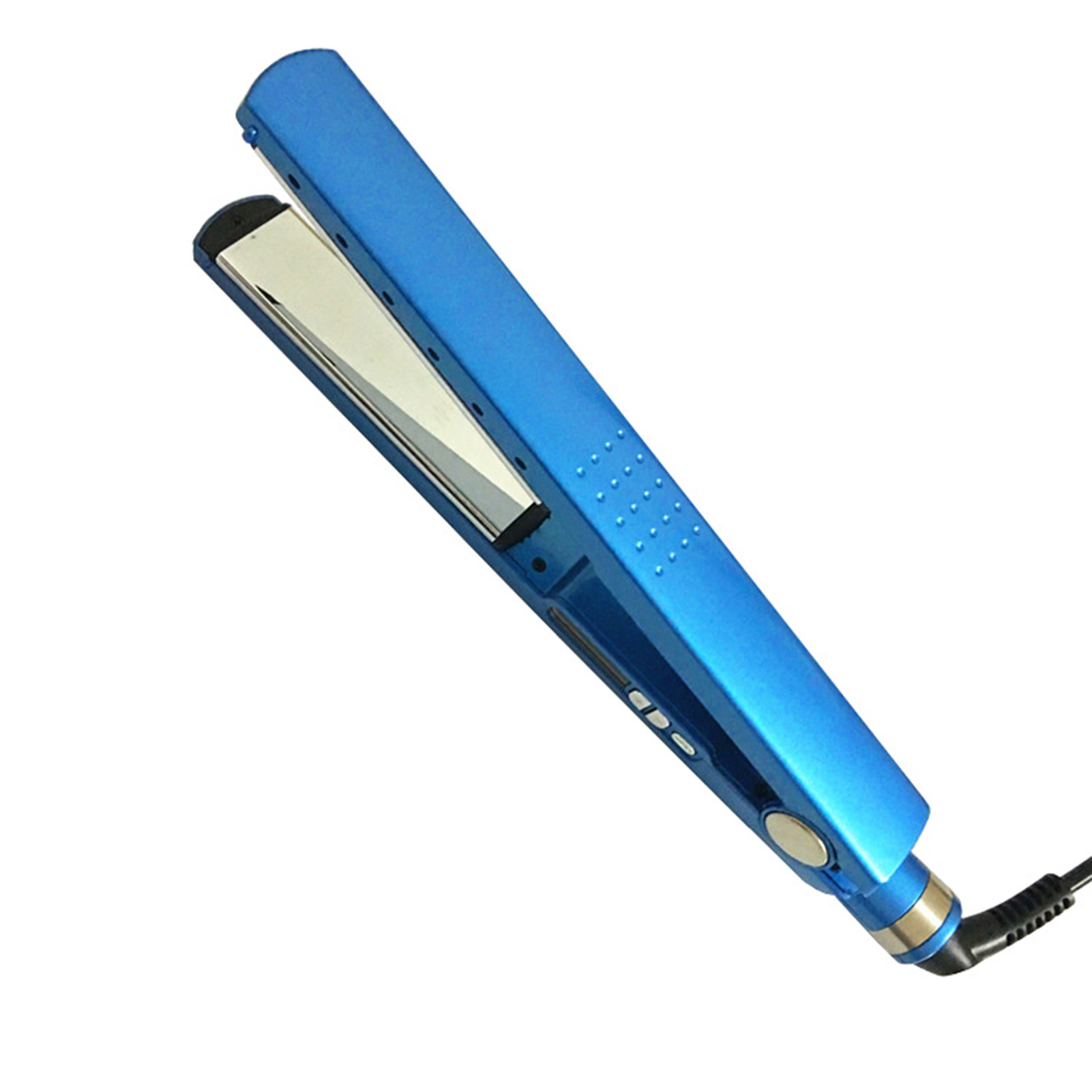 Blue Narrow Titanium-Plated Hair Straightener with 5 Temperature Settings (300°F-450°F), Ion Generator for Frizz Reduction & Shine, 360° Swivel Cord, Anti-Scald Design, PTC Heating, Compact