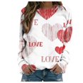 thumbnail image 2 of Chemise de Saint-Valentin pour Femmes 2024 Col Rond Chemises Décontractées Cœur d'Amour Graphiques Tees Manches Longues Amples Pull Tops Mode Vacances T-Shirt, 2 of 5