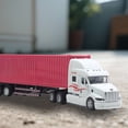 thumbnail image 1 of 1:48 Scale Alloy Container Truck Die Model Metal Sound Light Effects Realistic Detailing Functional Steering Opening Doors for Collectors Display, 1 of 3
