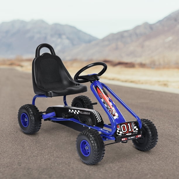 Gymax Kids Pedal Go Kart 4 Wheel Ride On Toys w/ Adjustable Seat