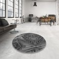 thumbnail image 4 of Ahgly Tapis Rond Lavable en Machine Intérieur Transitionnel Gris Platine, 4 Pieds Rond, 4 of 7