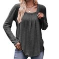 thumbnail image 4 of AherBiu Tuniques pour Femmes à Manches Longues d'Automne, Blouses à Encolure Carrée, Chic Décontracté, Froncées, Coupe Ample, 4 of 7