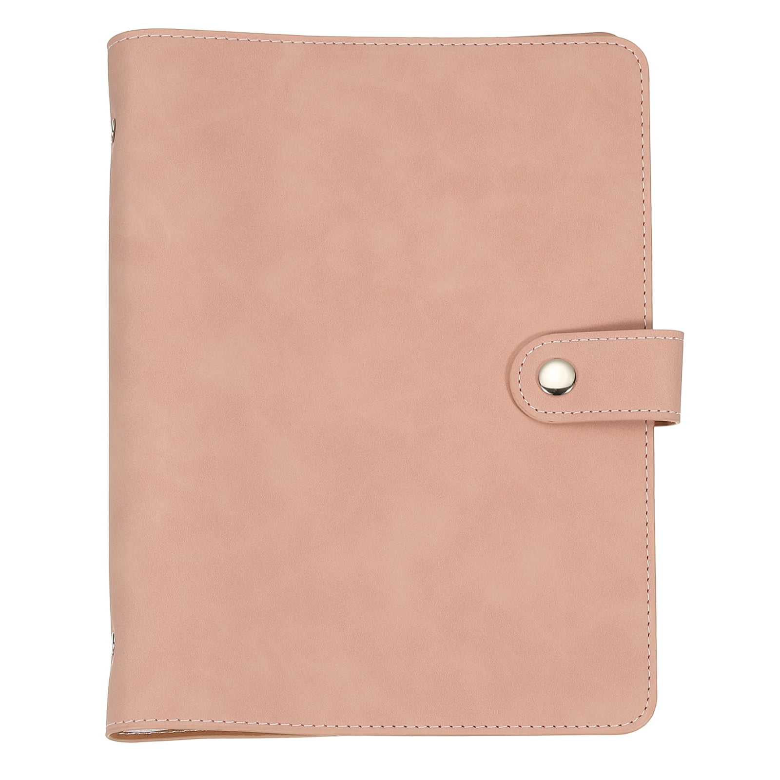 Uxcell A5 PU Leather Binder Cover, 6 Ring Loose Leaf Binder Protector Round Ring Binder Cover Refillable Notebook Binder for Meeting Photocard Budget Notebook Folder, Pink
