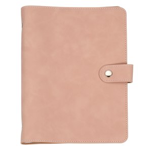 Uxcell A5 PU Leather Binder Cover, 6 Ring Loose Leaf Binder Protector Round Ring Binder Cover Refillable Notebook Binder for Meeting Photocard Budget Notebook Folder, Pink