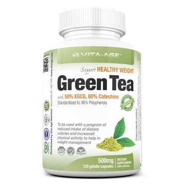 Vita-Age Green Tea with 50% EGCG, 80% Catechins, 120 Gelatin capsules, Powerful Antioxidant Support Immune System & Weight Management
