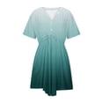 thumbnail image 4 of LOVZFMLL Robe d'Été Décontractée pour Femme à Manches Courtes, Col en V, Boutonnée, Robe de Plage pour Vacances et Voyages avec Poches, Vert B S, 4 of 9
