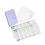 PU Leather Notebook Binder Clear Binder Pockets Budget Envelope Envelopes loose leaf Purple