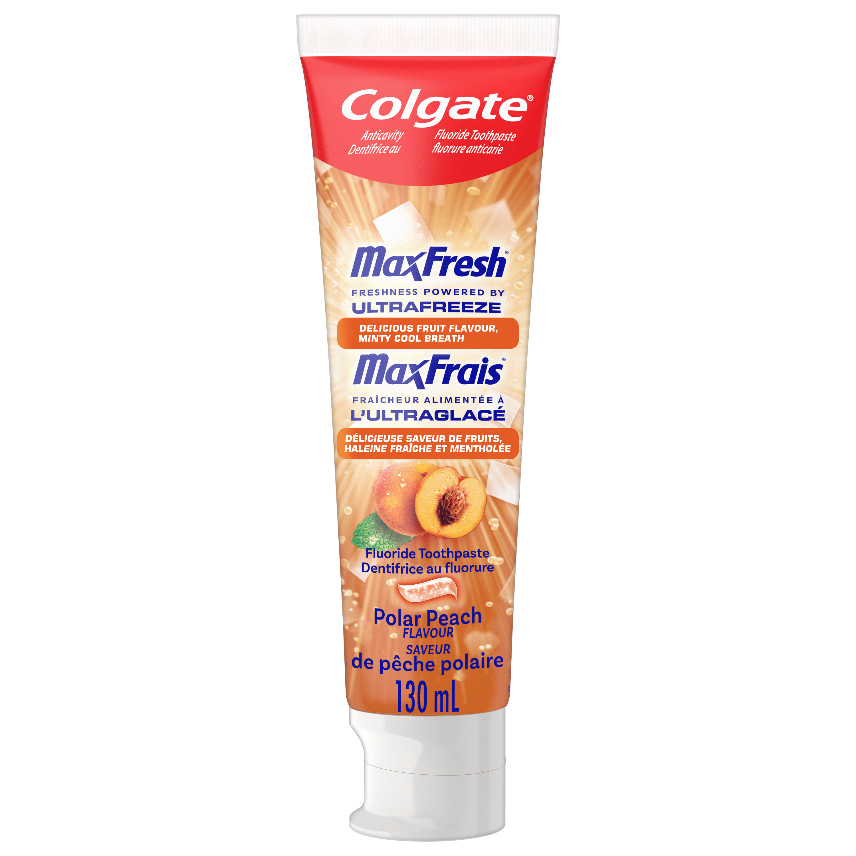 Colgate Maxfrais Dentifrice au Fluorure Anticarie, Pêche Polaire à la Menthe 130ml