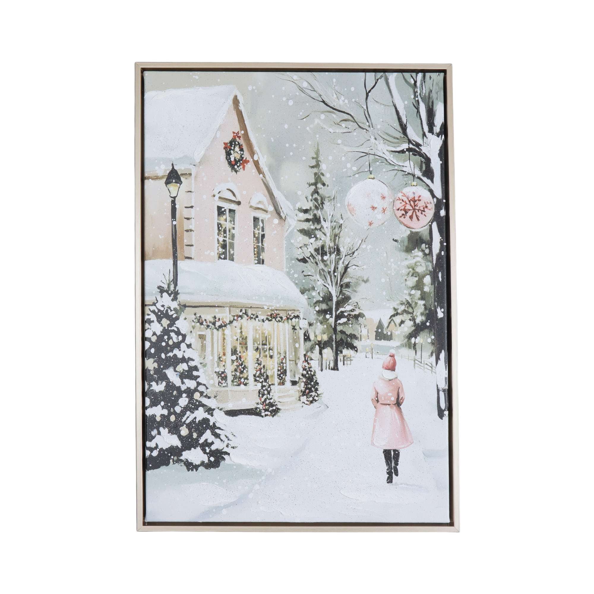 Holiday Time Winter Scene Wall Art, 18 inches height, Multi color