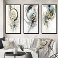 thumbnail image 1 of Designart "Mosaic Echoes in Turquoise and Gold III" Cubism Framed Wall Art Set Of 3 - Turquoise Cubism Frame Gallery Set For Office Decor, 1 of 6