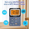 thumbnail image 3 of Portable Radio AM FM, Rechargeable Pocket Radio with Best Reception Digital Tuning, MP3, Stereo Earphone, Large LCD Screen, TF Card Socket, Transistor Radio for Jogging/Gym/Camping (Grey), 3 of 6