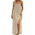 thumbnail image 1 of Daiosportswear Robe Longue de Détente pour Femmes à Bretelles Spaghetti, Dos Nu, Coupe Ample, Robe-Robe à Manches Courtes pour Femmes Beige TG(TG), 1 of 7