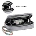 thumbnail image 3 of Womens Double Zipper Wallet Clutch Purse Cellphone Long Wallet with Removable Wristlet, 3 of 6