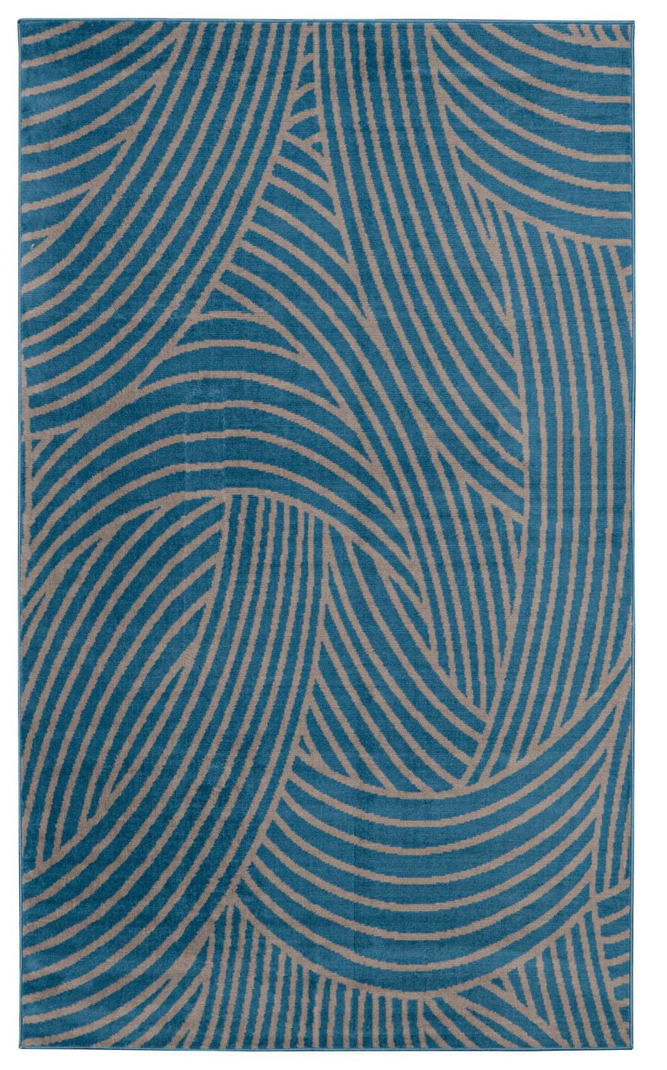 Tapis Capri Binya bleu & gris clair de 4 pi 3 po x 7 pi 3 po