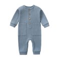 thumbnail image 2 of WJSXC Printemps Bébé Filles Garçons Mignon Barboteuse Manches Longues Bouton Chandail Combinaisons Bleu, 2 of 3