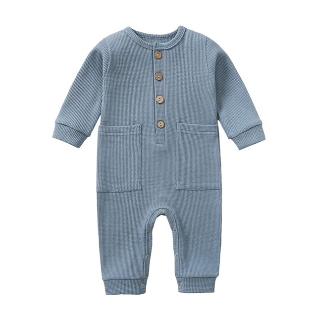 FAIWAD Barboteuse à Manches Longues pour Bébé Garçon Fille Col Rond Couleur Unie Combinaison Décontractée de Printemps