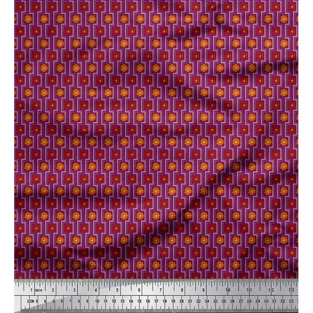 Soimoi Poly Georgette Fabric Artistic Floral Print Sewing Fabric Yard 52 Inch Wide