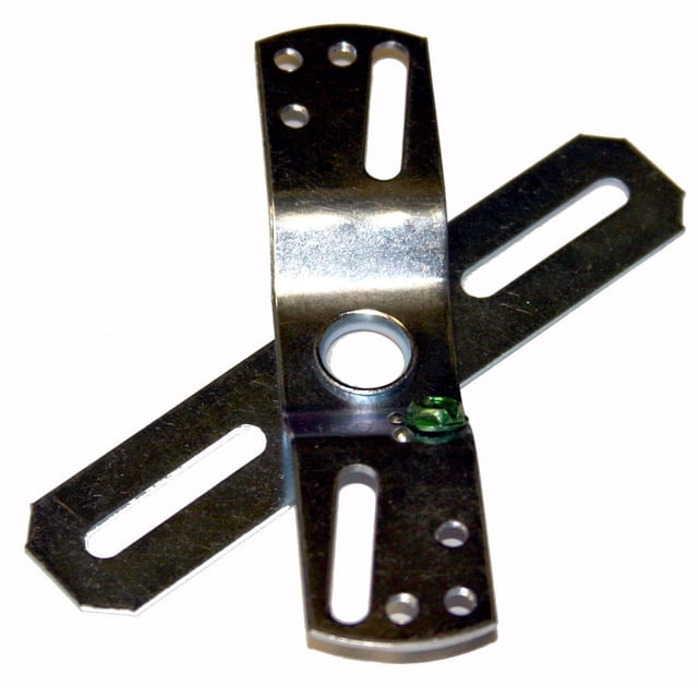 Atron Electro Industries Barre Pivotante de 4 Pouces avec Vis, Barre Transversale en Métal avec un Trou Circulaire central et des Fentes Allongées sur Chaque Bras, Reliée par une Articulation Pivotante Sécurisée par une Vis Verte, Idéale pour la Fixation de Supports Ajustables dans les Projets de Rénovation Domiciliaire.