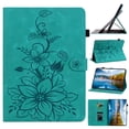 thumbnail image 3 of FJLBDE Étui pour Amazon Kindle Fire 7 (12e Gén., Version 2022), Portefeuille Folio à Rabat en Cuir PU à Motif Floral Embossé avec Support, Vert, 3 of 7