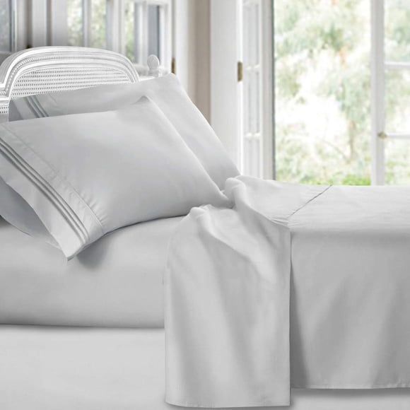 Clara Clark Split King Sheets Set Deep Pocket Bed Sheets for Split King Size Bed 4 Piece Bed Sheet Set Super Soft Bedding Sheets & Pillowcases Split King Silver Gray
