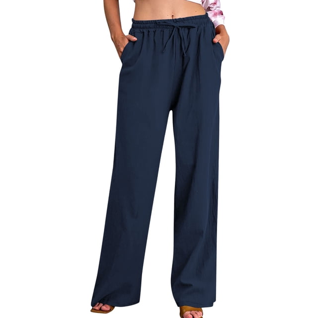 FNFYFH Clearance Women's Linen Pants for Summer Breathable Solid Color