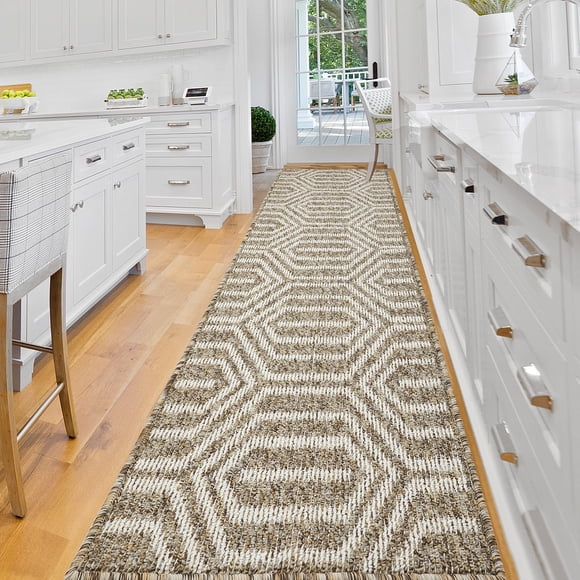 EARTHALL Woven Runner Rug 3x8 Ft Washable Runners for Hallways Wide Non Slip Rubber Backed Kitchen Runner Braided Indoor Floor Carpet for Entryway, H