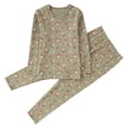 thumbnail image 1 of MIASHUI Girls Pajama Set Long Sleeve Lounge Set Floral Printing Sleepwear,Light Green,8-9 Years, 1 of 8