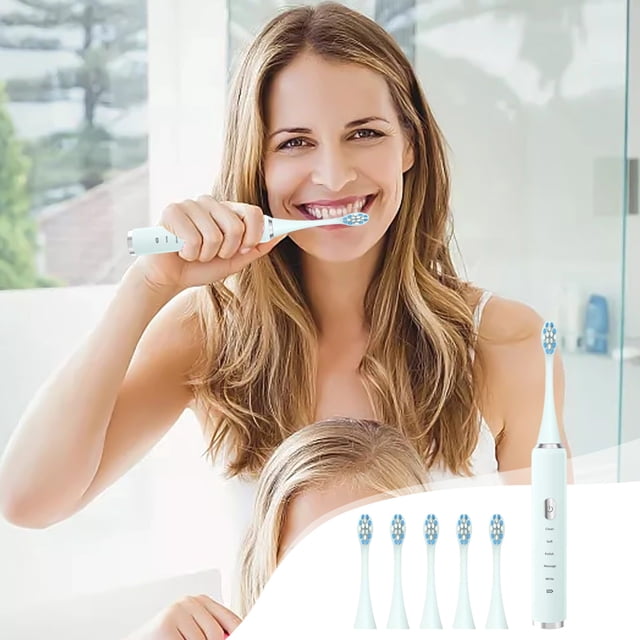 Portable Toothbrush Tooth-Brush For Adults With 5 Replacement Head Whitening Cleaning Electronic