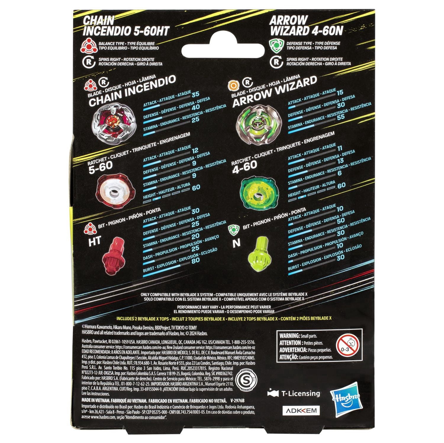 Beyblade X Chain Incendio 5-60HT and Arrow Wizard 4-60N Top Dual