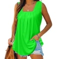 thumbnail image 2 of Timegard Womens Tank Tops Solid Color Square Neck Pleated Sleeveless Dressy Casual Tunic Top Basic Tee, 2 of 6