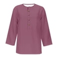 thumbnail image 4 of FAIWAD Womens 3/4 Sleeve Tops Casual Loose V Neck Button Down Tunic Tops Spring Summer Basic Blouse, 4 of 4