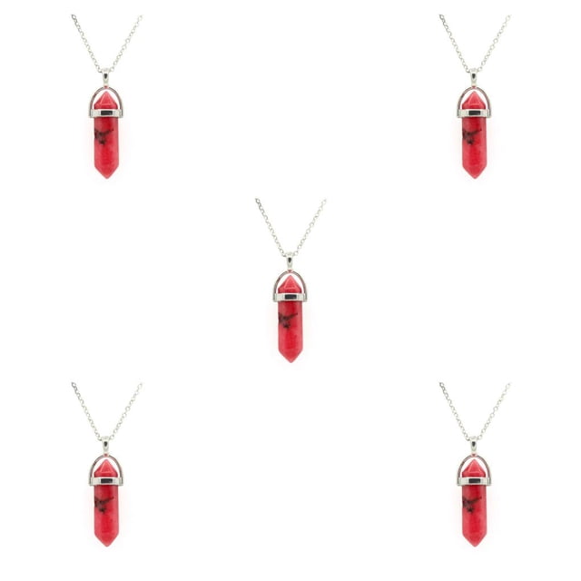 QualitChoice Hexagon Column Charm Exquisite Women Men Making Findings Handmade Anniversary Hanging Pendants Colorful Crystal Red 5Set