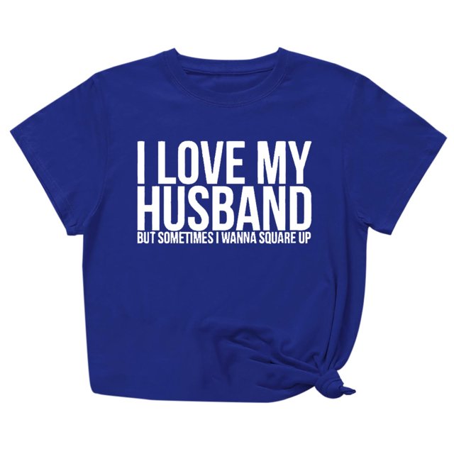 Penkiiy T-Shirt Femme J'aime Mon Mari Mignon Relation Mariée Tee L Bleu