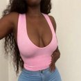 thumbnail image 4 of AherBiu Workout Tops for Women Ribbed Bralette Cropped Tank Top Stretchy Deep V Neck Yoga Cami, 4 of 5