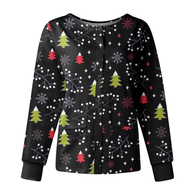 Dvkptbk T-Shirts de Noël pour Femmes Mode Décontractée Ample Imprimé de Noël Col Rond Manches Courtes avec Poches