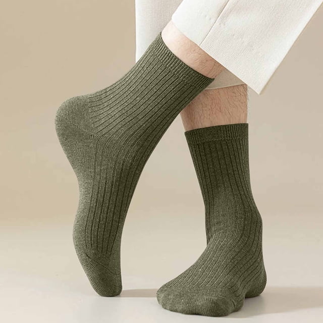 RKSTN Mens Socks 5PC Winter Solid Color Comfortable Breathable Knitted Cotton Socks Soft Breathable Mens Socks