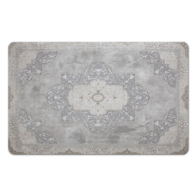 Vintage Non-Slip Gray Bathroom Rug Runner: Soft, Long & Machine Washable - Farmhouse Floral Design to Enhance Any Bathroom - Perfect for Sink, Shower, Bathtub - 20x32 in